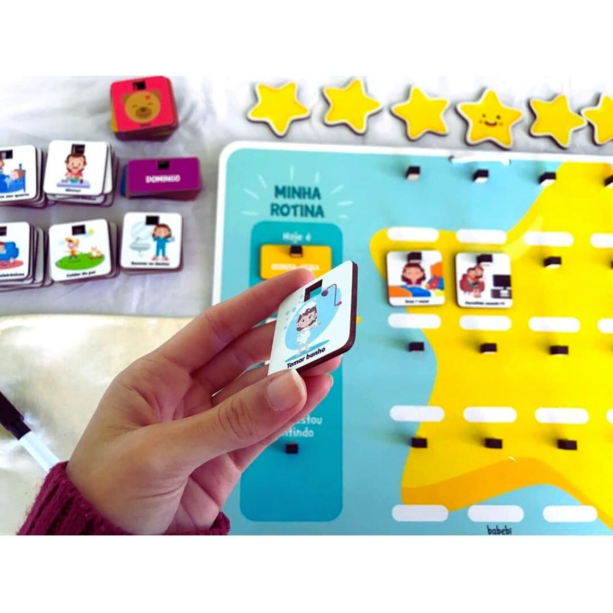 Brinquedo Educativo Quadro Minha Rotina Estrelinhas - Babebi Brinquedo Educativo Quadro Minha Rotina Estrelinhas - Babebi